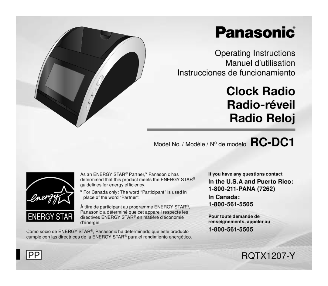 Panasonic RC-DC1 operating instructions If you have any questions contact 