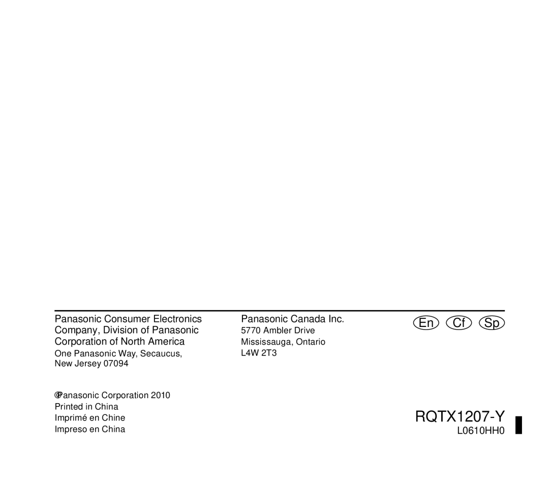 Panasonic RC-DC1 operating instructions En Cf Sp 