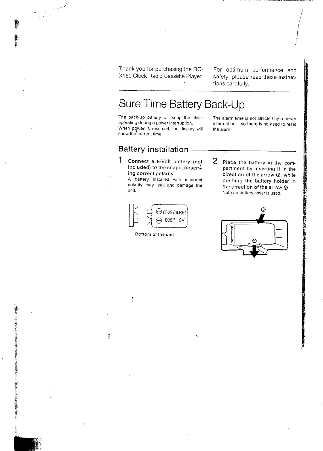 Panasonic RCX160 manual 