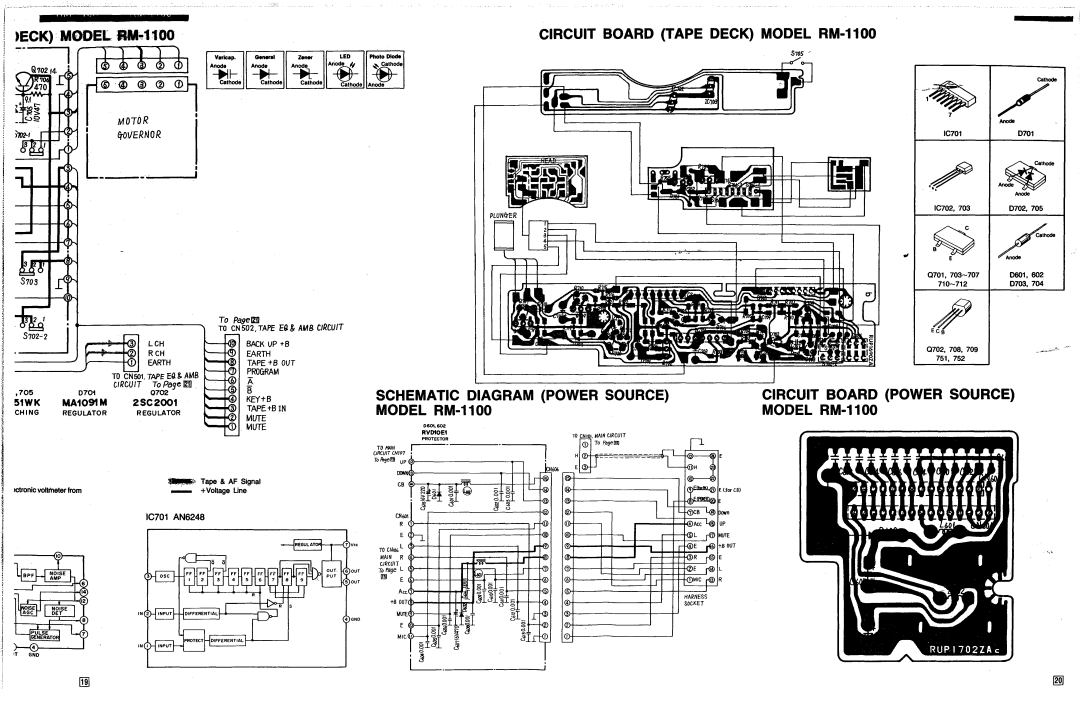 Panasonic Schematic Diagram, Circuit Board Tape Deck Model RM-1100, Power Source Circuit Board Power Source, Earth 