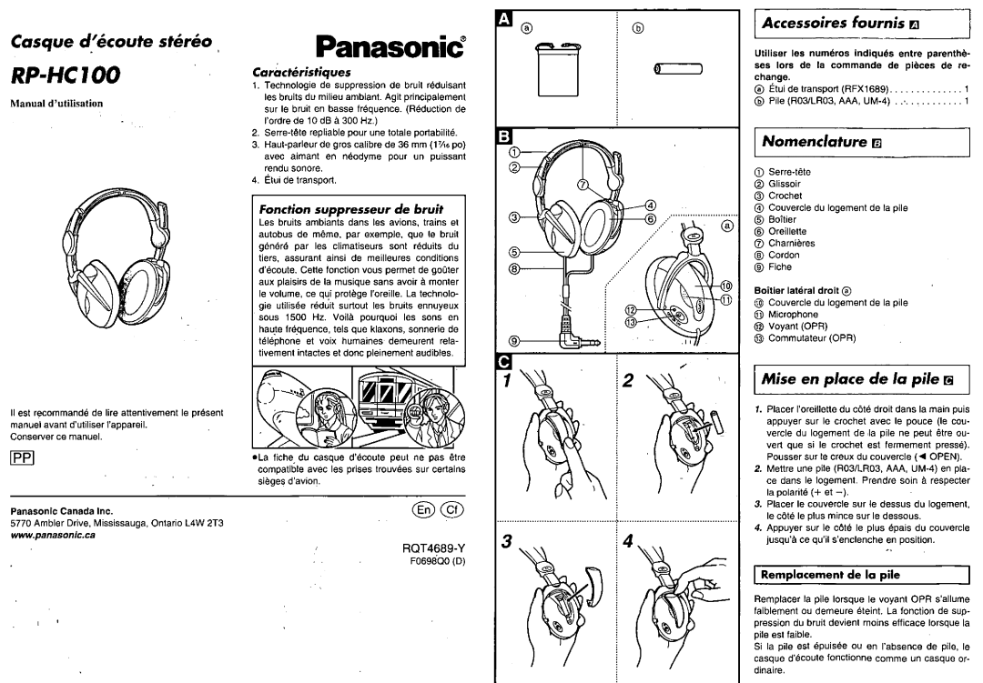 Panasonic RP HC100 manual 