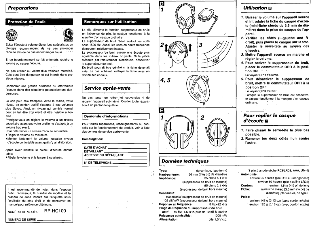 Panasonic RP HC100 manual 