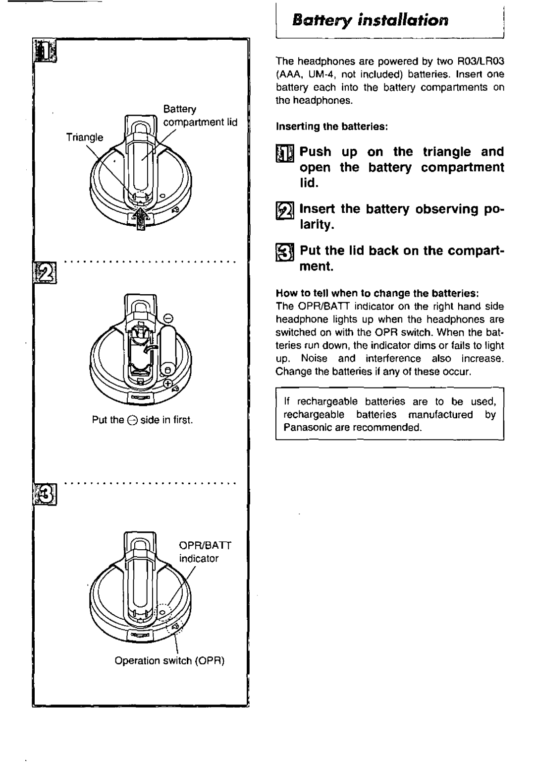 Panasonic RP WH20 manual 