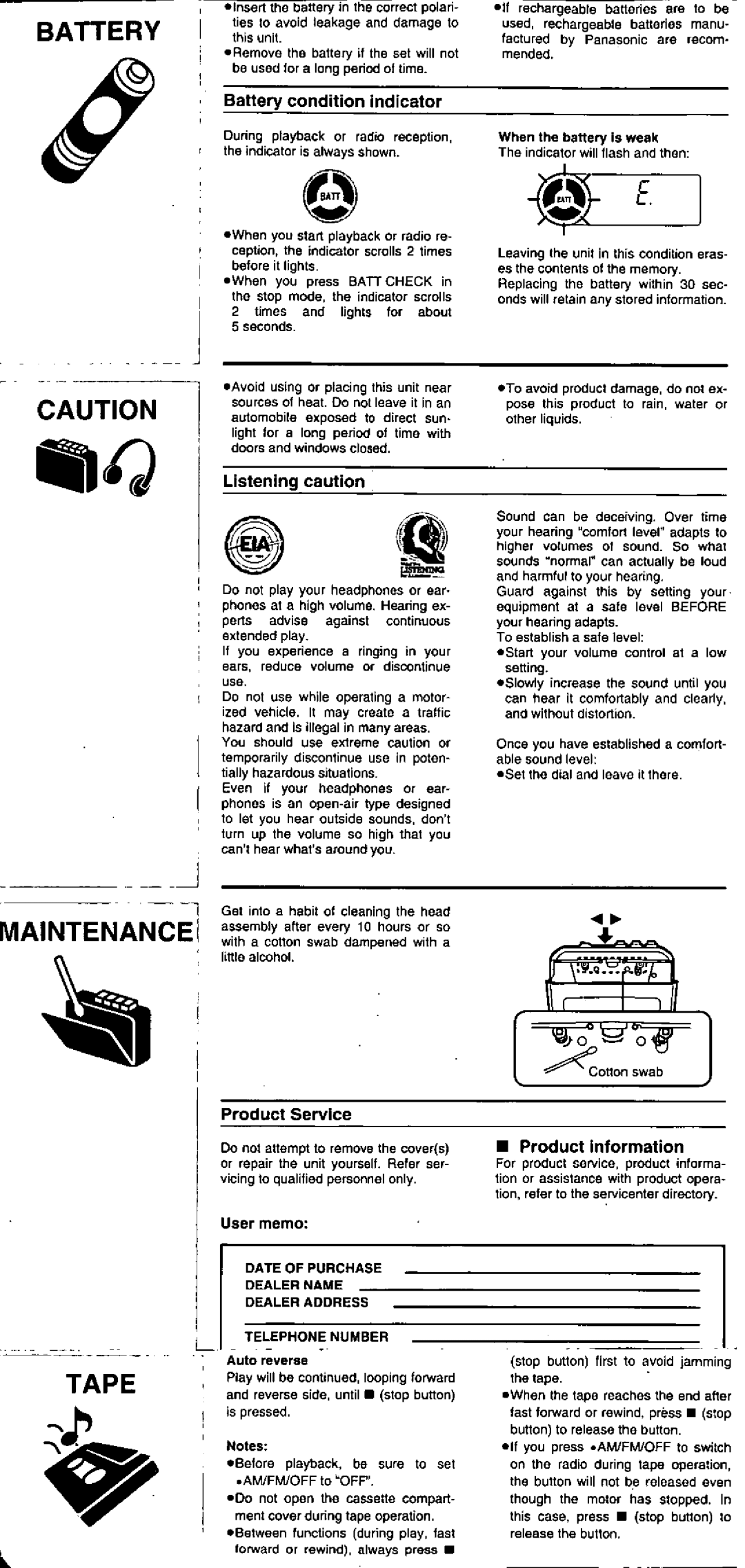 Panasonic RQ-E30V manual 