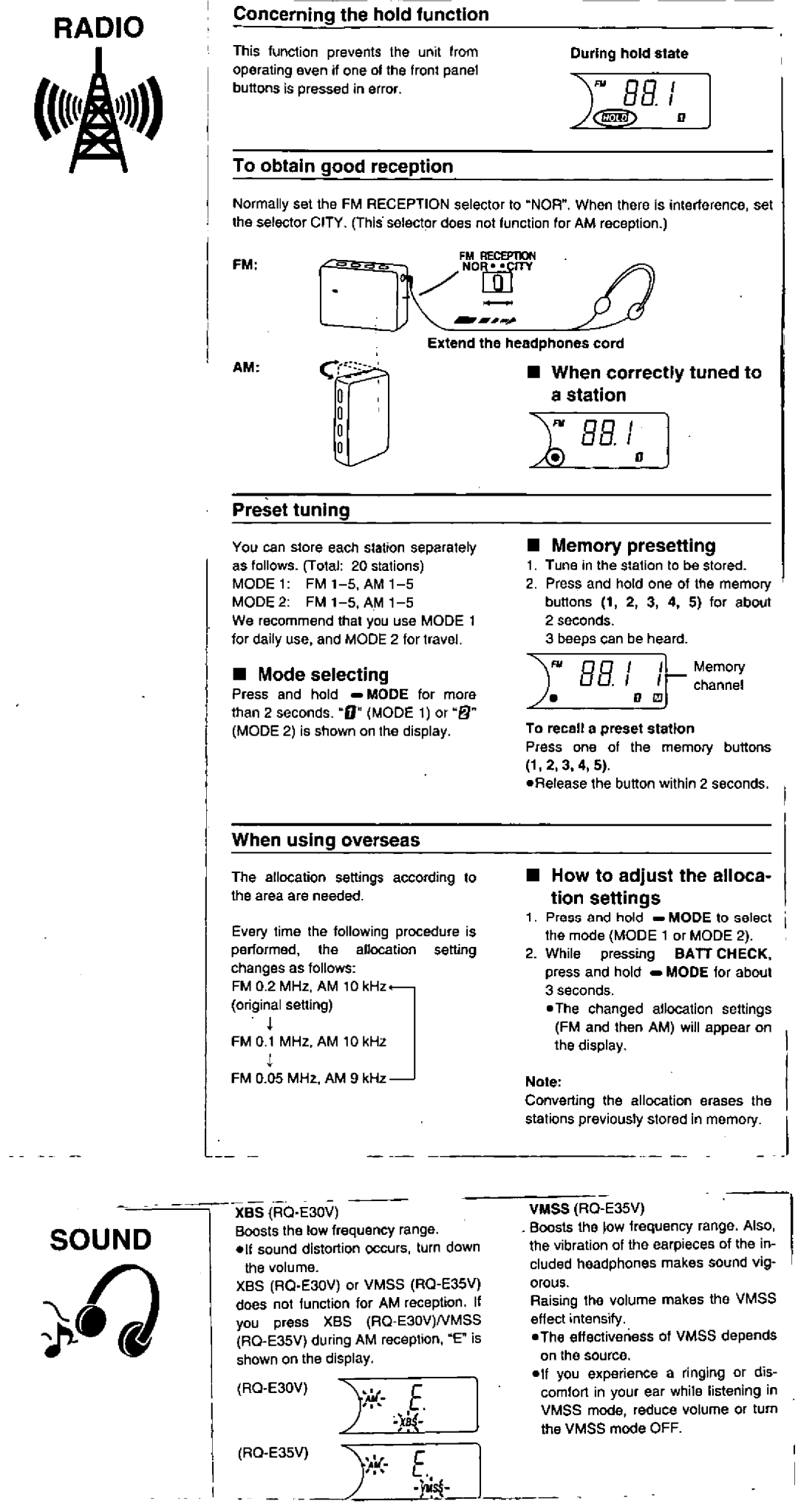 Panasonic RQ-E30V manual 