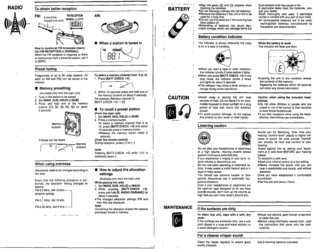 Panasonic RQ-SW09V manual 