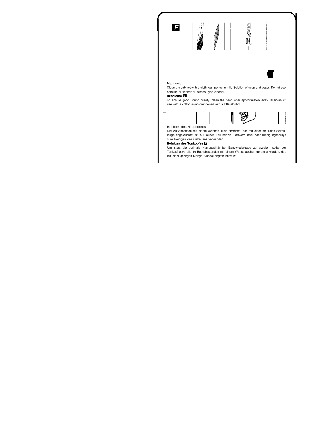 Panasonic RQ-SX45 manual Main unit, Reinigen des Hauptgeräts 