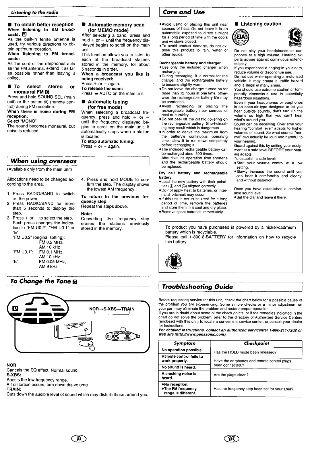 Panasonic RQ-SX50V manual 