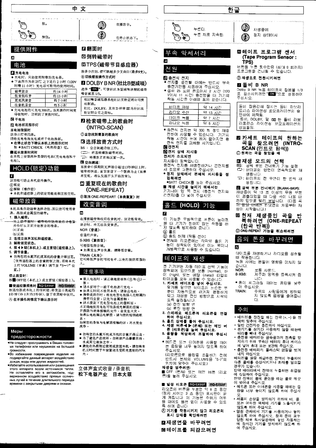 Panasonic RQ-SX60F, RQ-SX65F, RQ-SX99F manual 