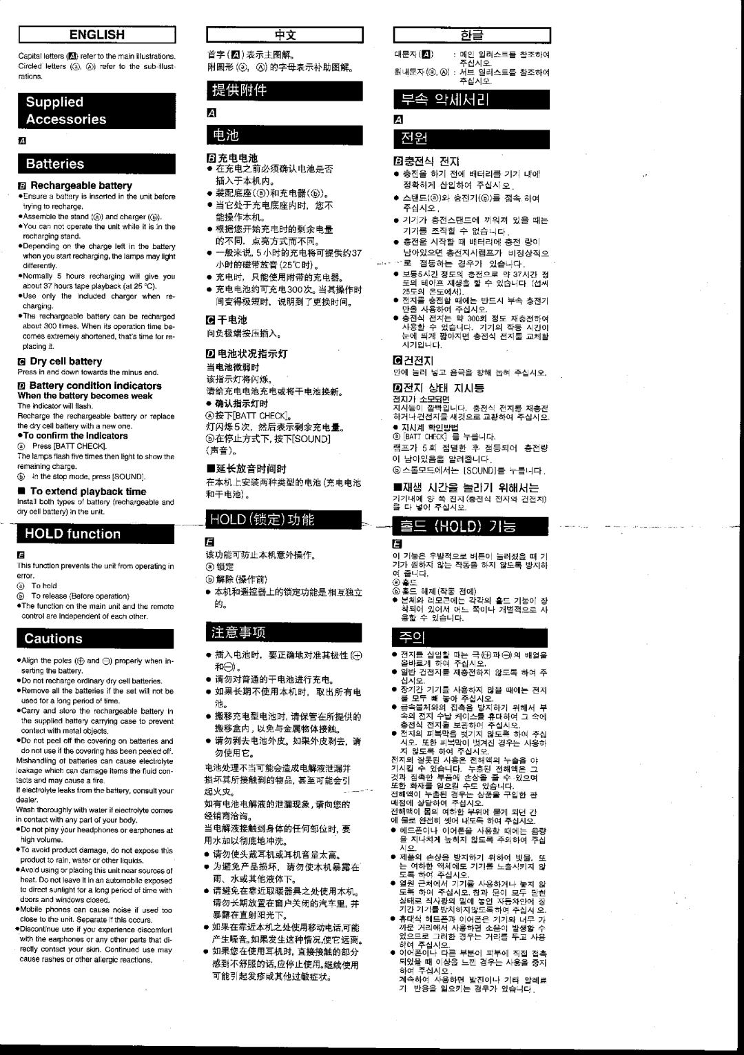 Panasonic RQ-SX72 manual 