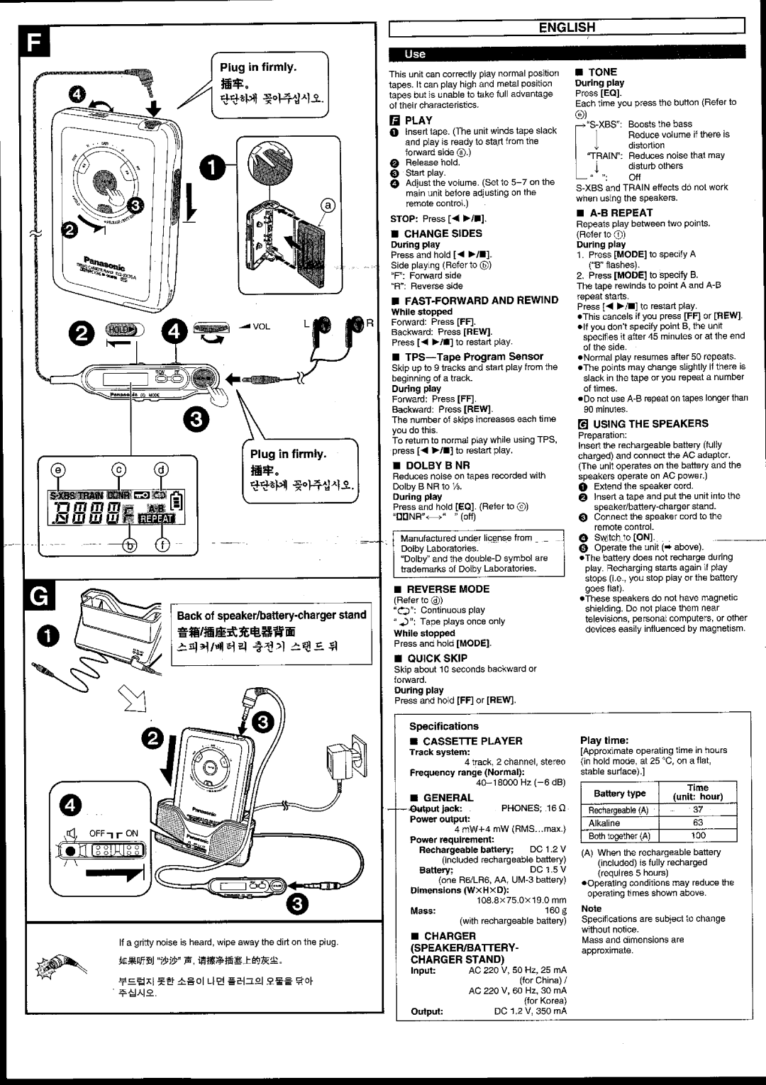 Panasonic RQ-SX76A manual 