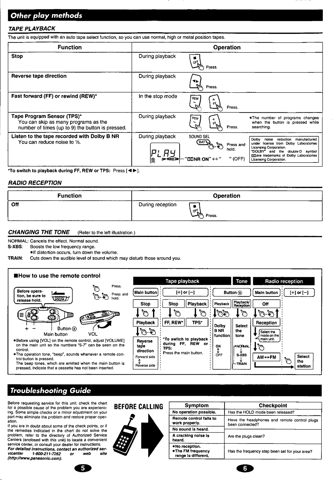 Panasonic RQ-SX77V manual 