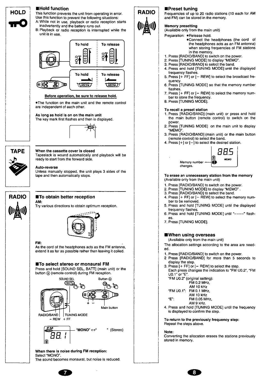 Panasonic RQ-SX77V manual 