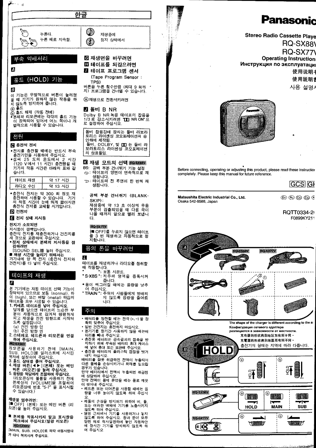 Panasonic RQ-SX88V manual 