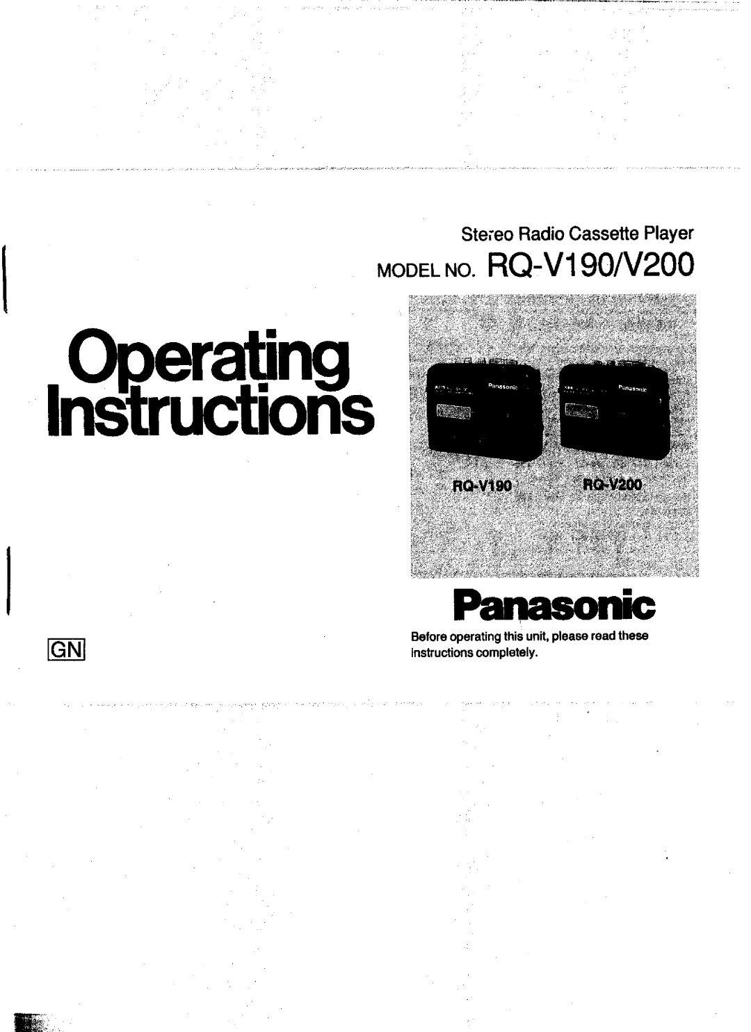 Panasonic RQ-V200, RQ-V190 manual 