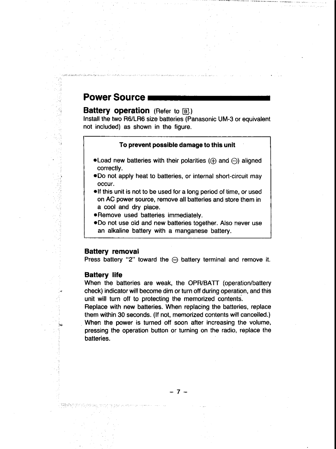 Panasonic RQ-V520, RQ-V460 manual 