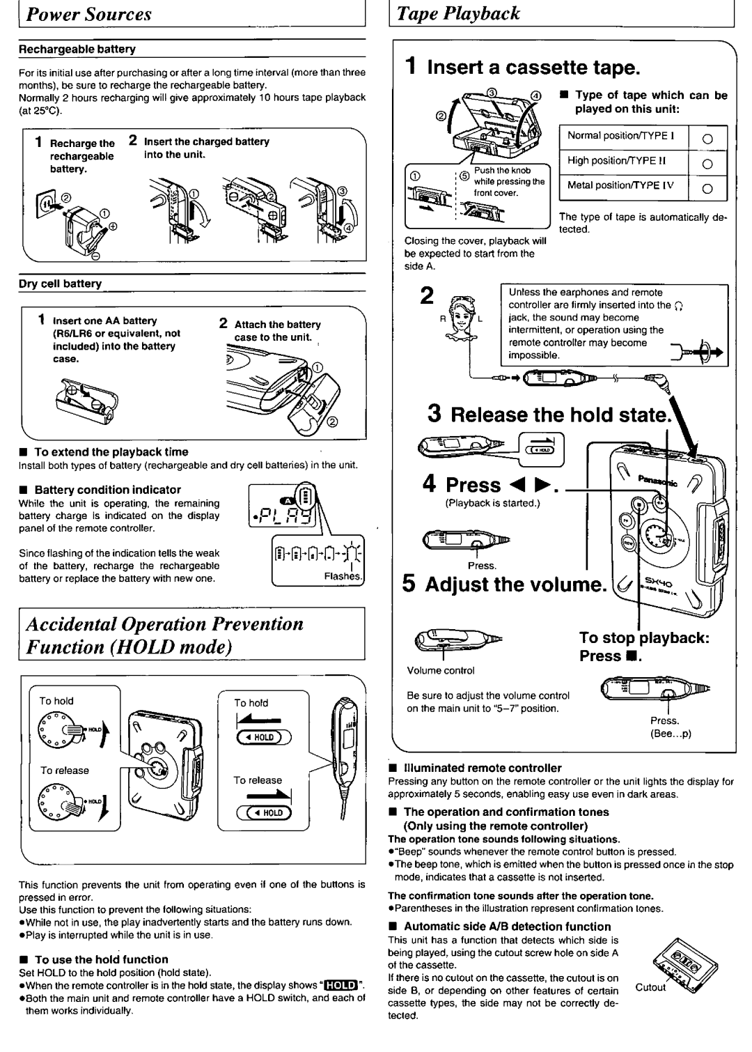 Panasonic RQSX40 manual 