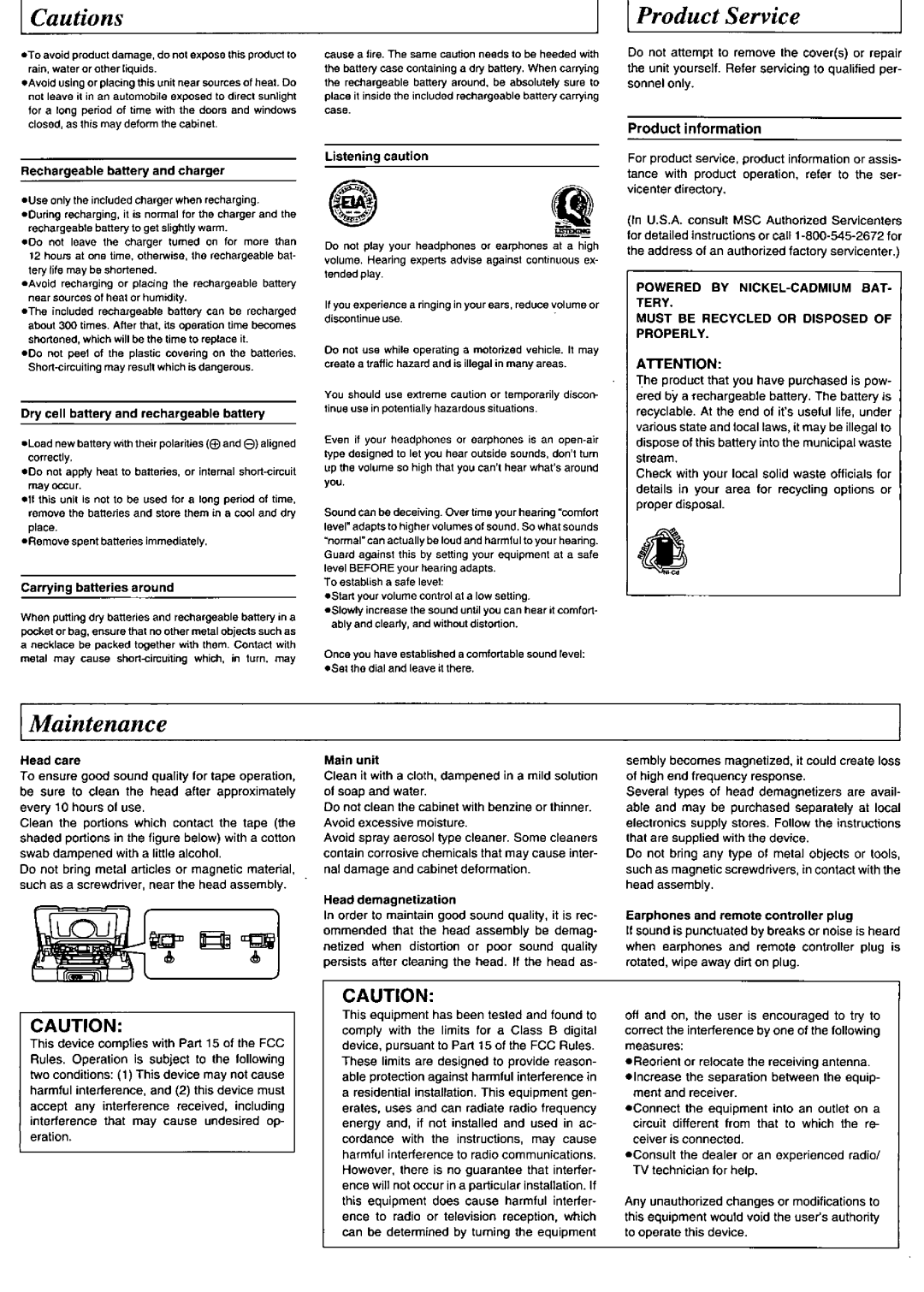 Panasonic RQSX40 manual 