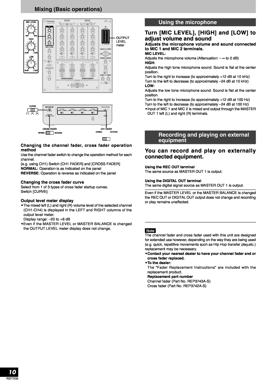 Panasonic RQT7230-3Y, SH-MZ1200 operating instructions Using the microphone, Recording and playing on external equipment 