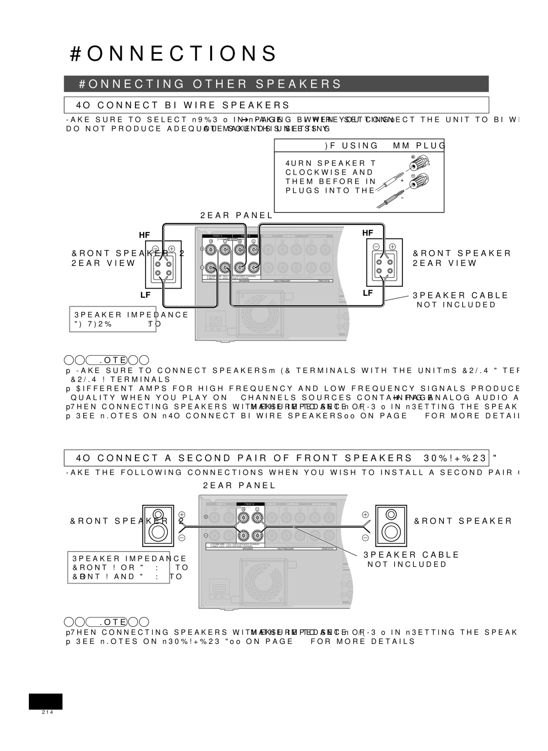 Panasonic H0608VC0, RQT9223-Y warranty Connecting other speakers, To connect bi-wire speakers 