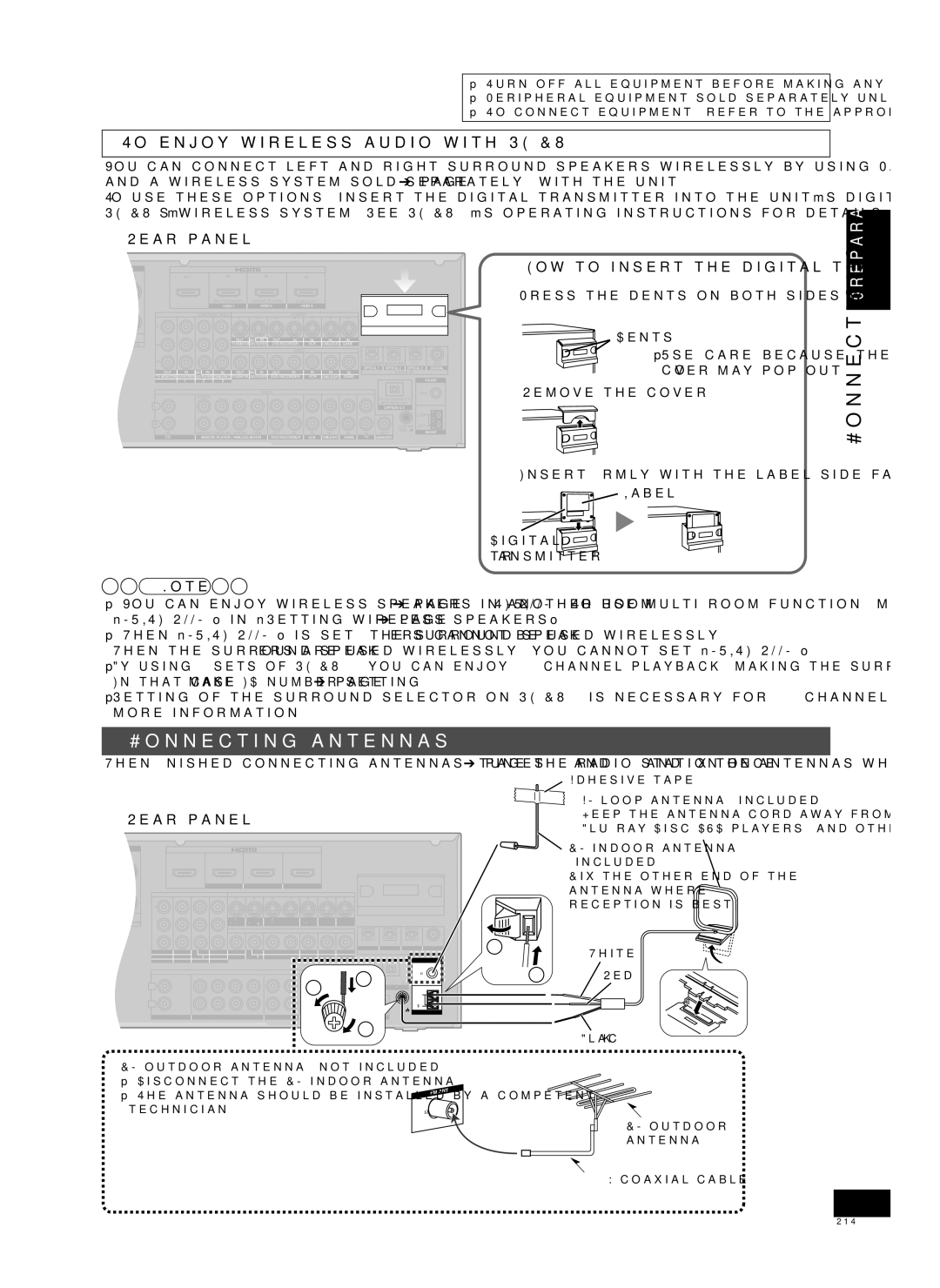 Panasonic RQT9223-Y, H0608VC0 warranty Connecting antennas, To enjoy wireless audio with SH-FX67 