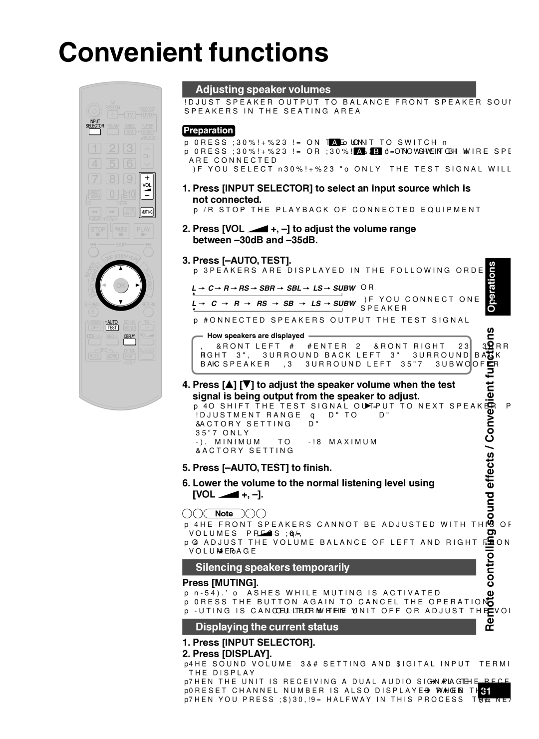 Panasonic H0608VC0, RQT9223-Y warranty Convenient functions, Adjusting speaker volumes, Silencing speakers temporarily 