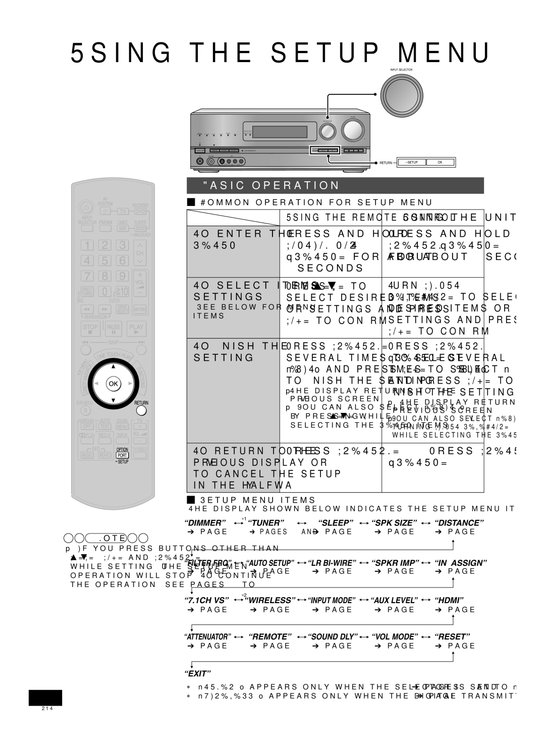 Panasonic RQT9223-Y, H0608VC0 warranty Using the setup menu, Basic operation 