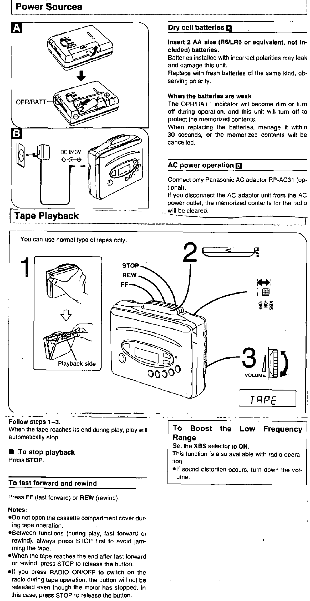 Panasonic RQV80 manual 