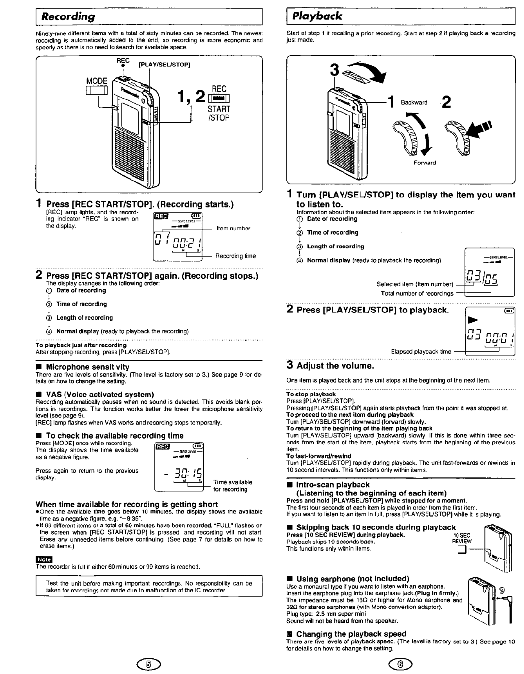 Panasonic RR-DR60 manual 