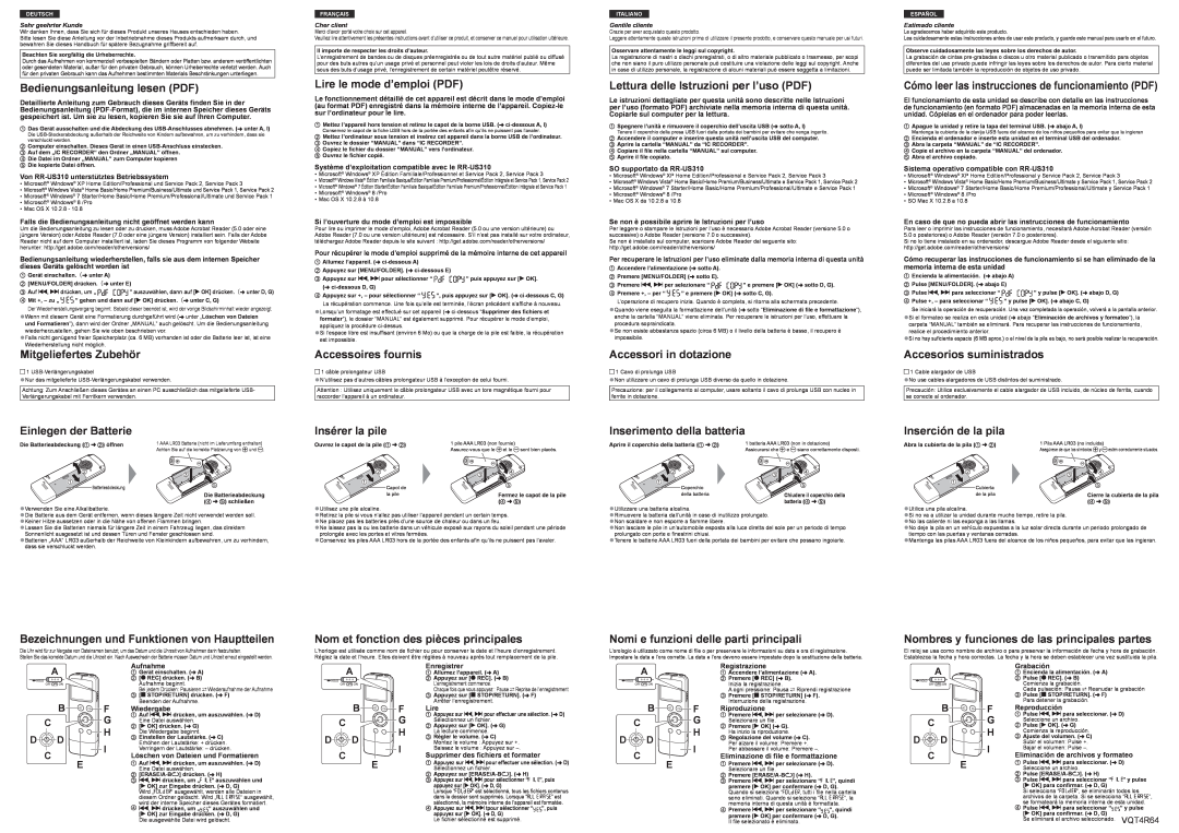 Panasonic RR-US310 specifications Bedienungsanleitung lesen PDF 