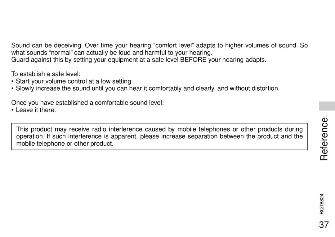 Panasonic RR-US430 manual Reference 