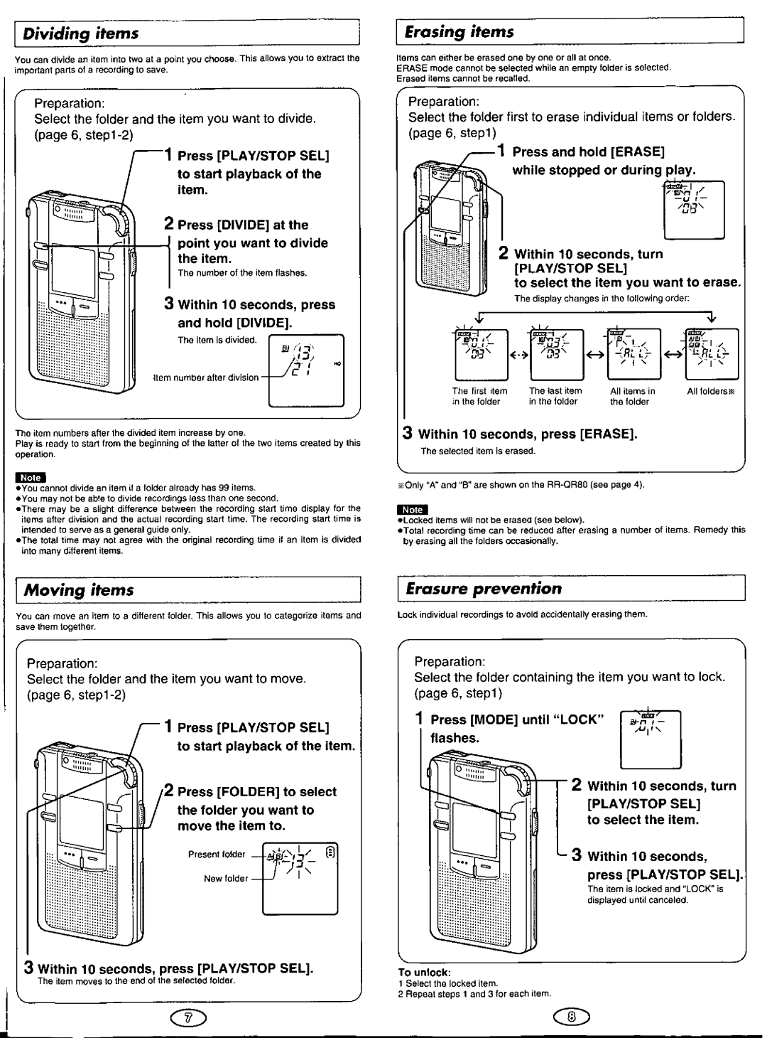 Panasonic RRQR240, RRQR80 manual 