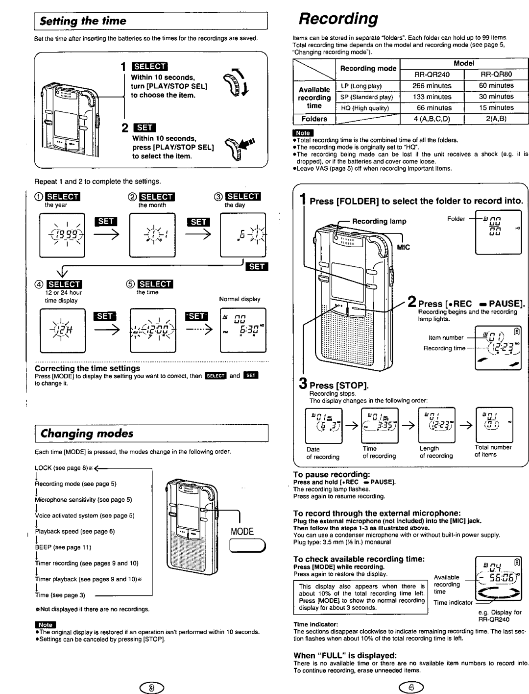 Panasonic RRQR240, RRQR80 manual 
