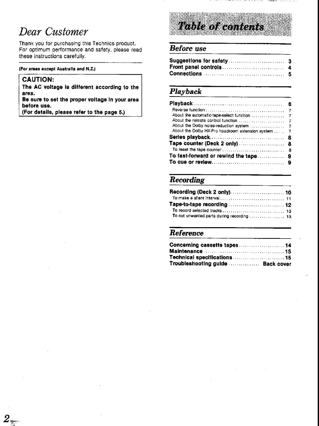 Panasonic RS-TR252 manual 