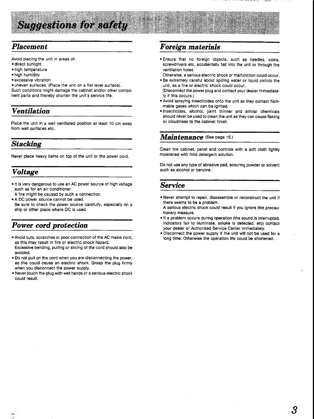 Panasonic RS-TR252 manual 