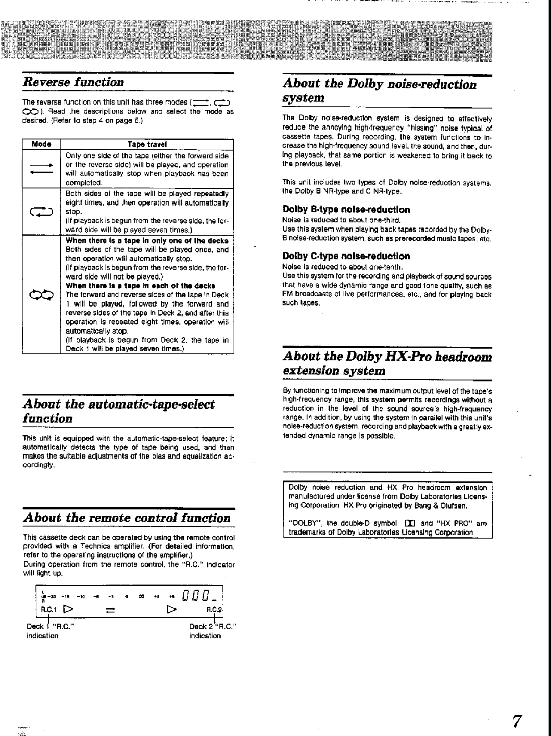 Panasonic RS-TR252 manual 