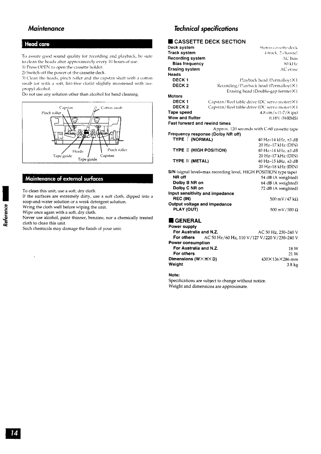 Panasonic RS-TR272 manual 