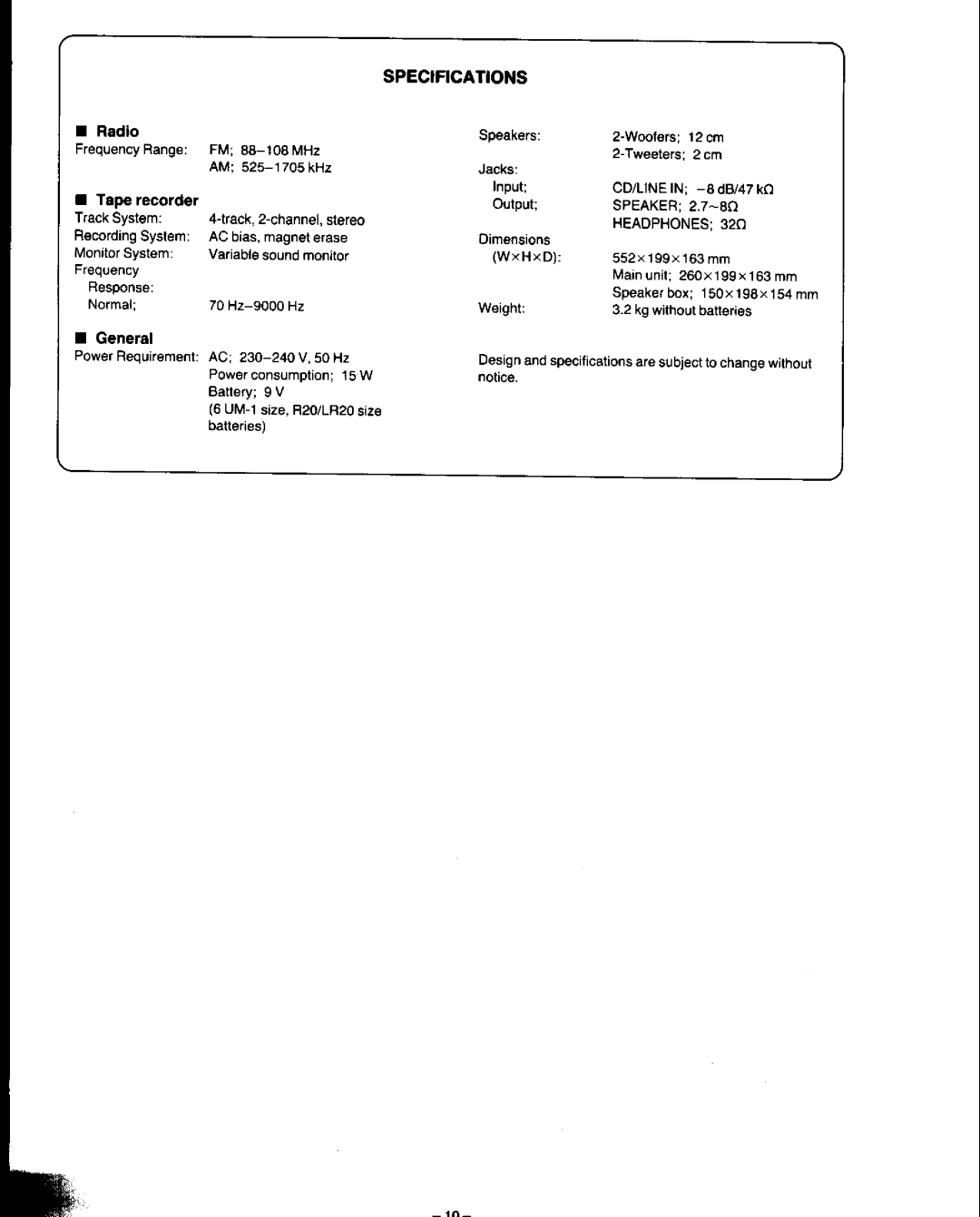 Panasonic RX-CS710 manual 