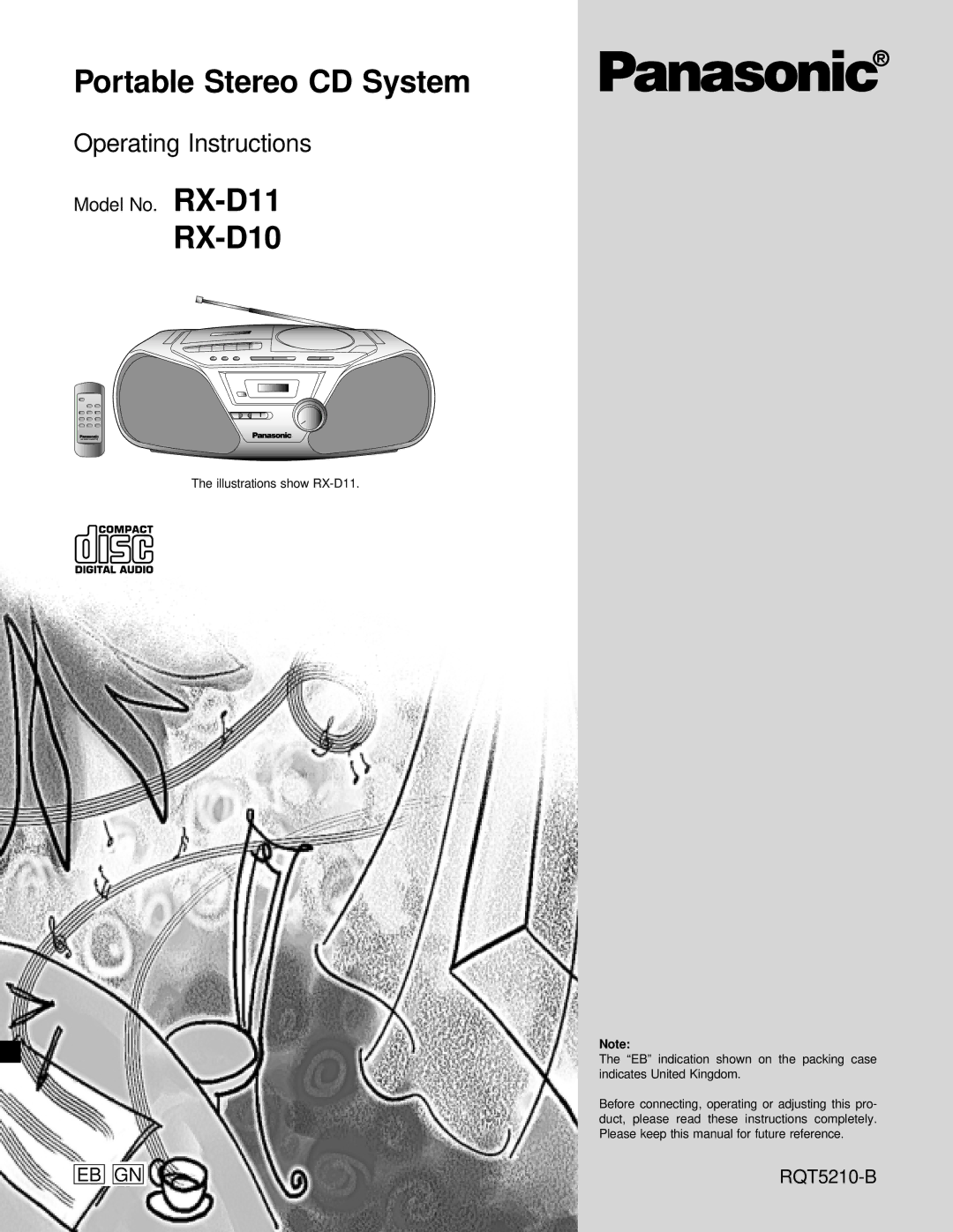 Panasonic RX-D11 operating instructions Portable Stereo CD System 