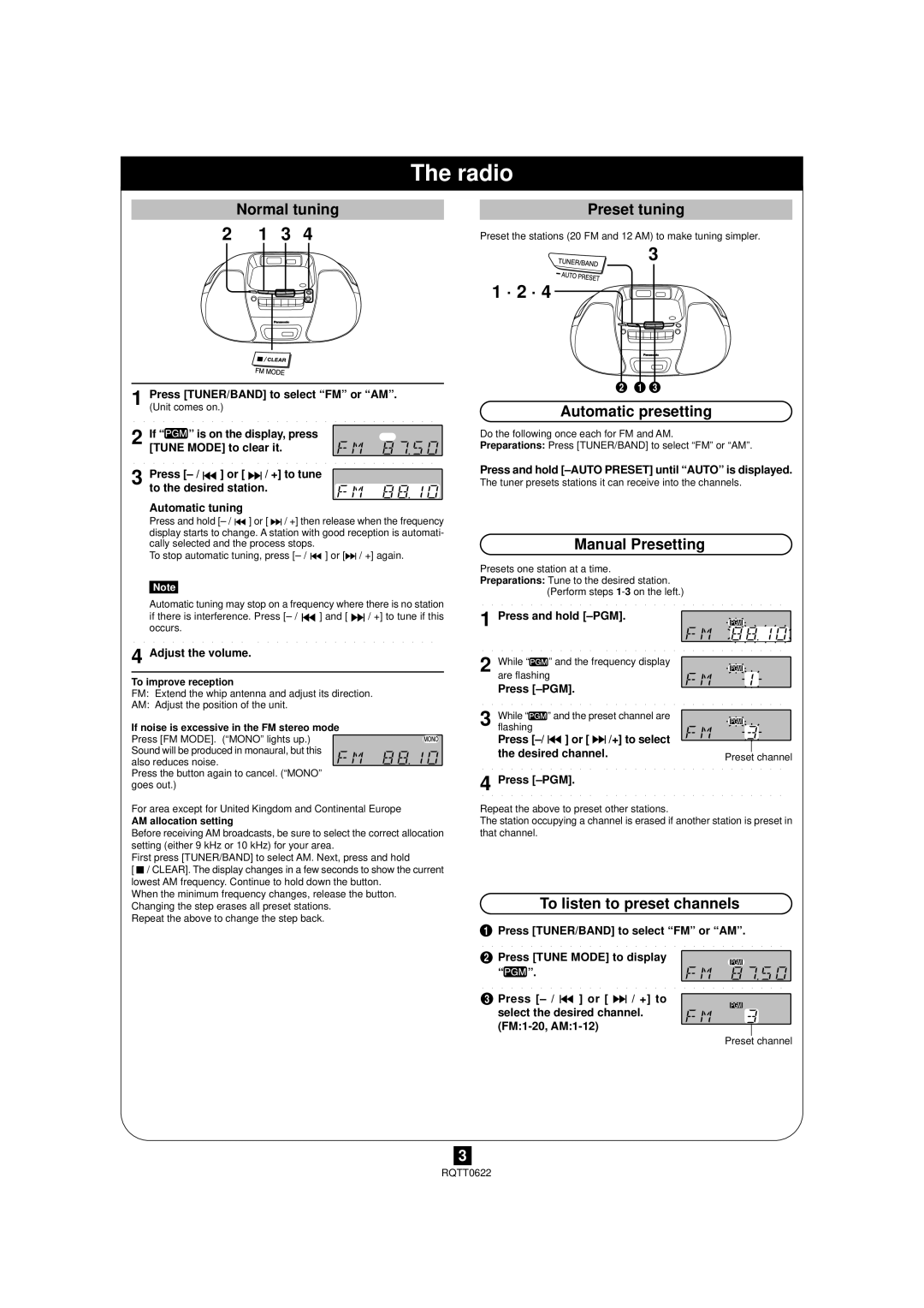 Panasonic RX-D26 manual Radio, · 2 · 