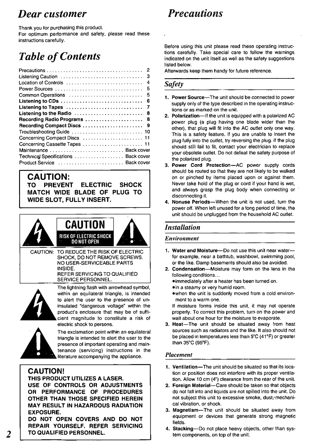 Panasonic RX-DS12 manual 