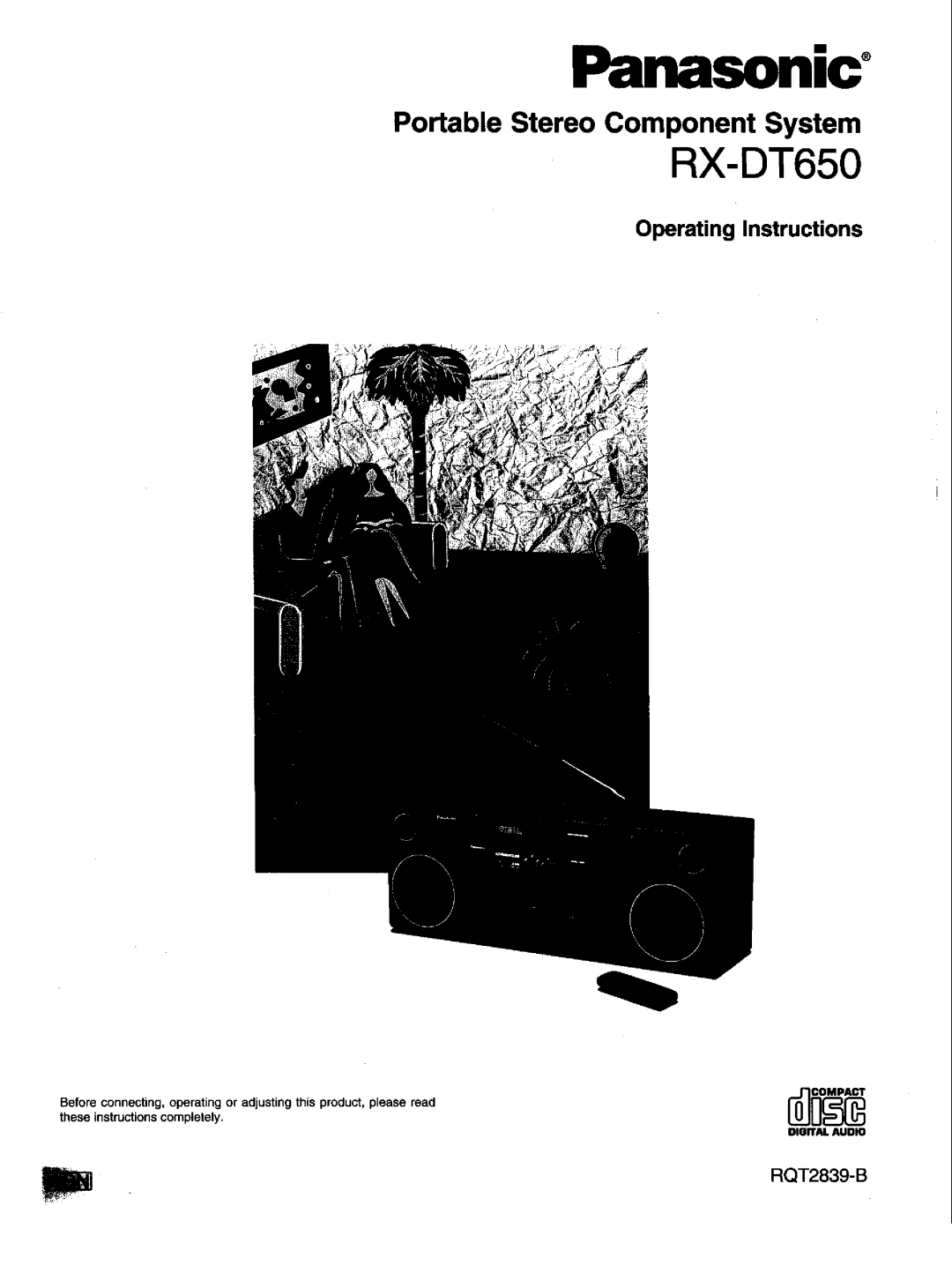 Panasonic RX-DT650 manual 