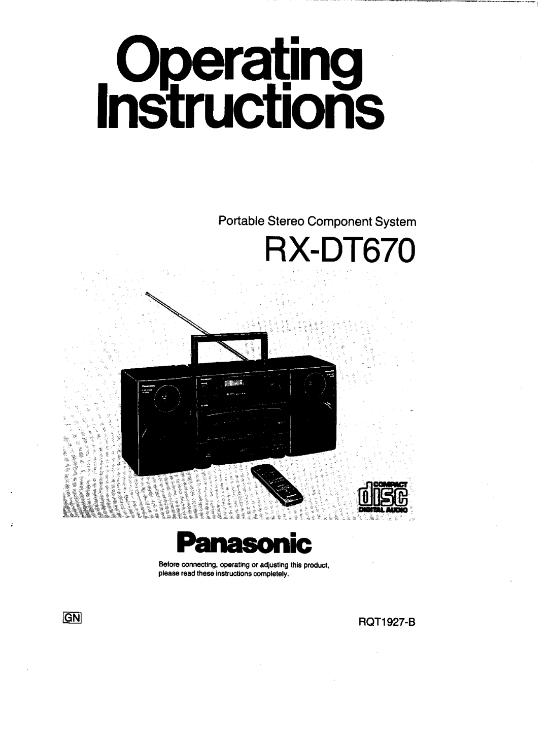 Panasonic RX-DT670 manual 