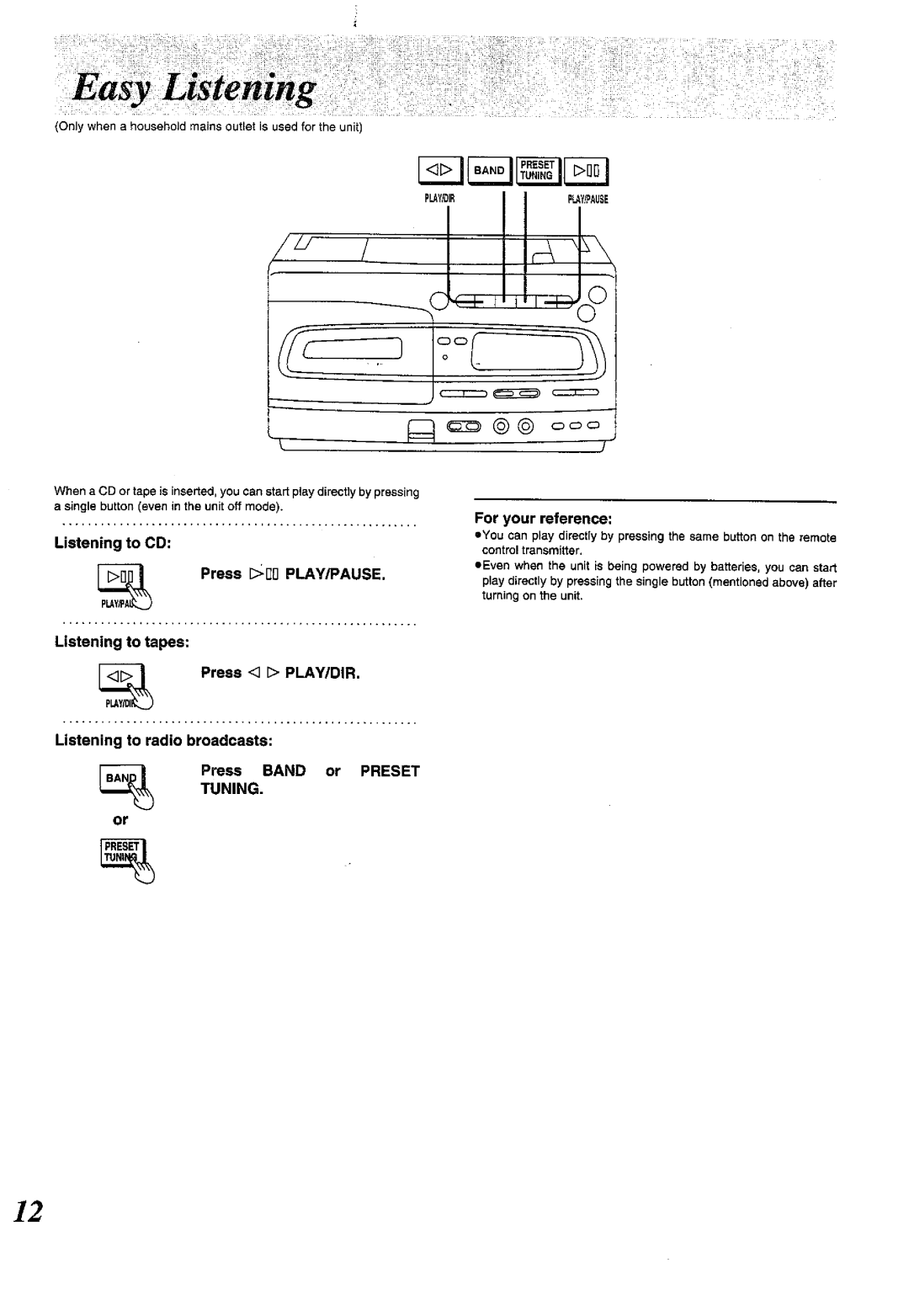 Panasonic RX-E300 manual 