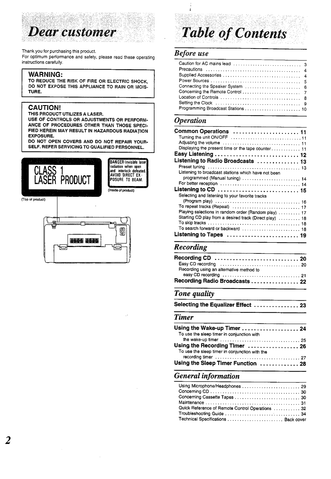 Panasonic RX-E300 manual 