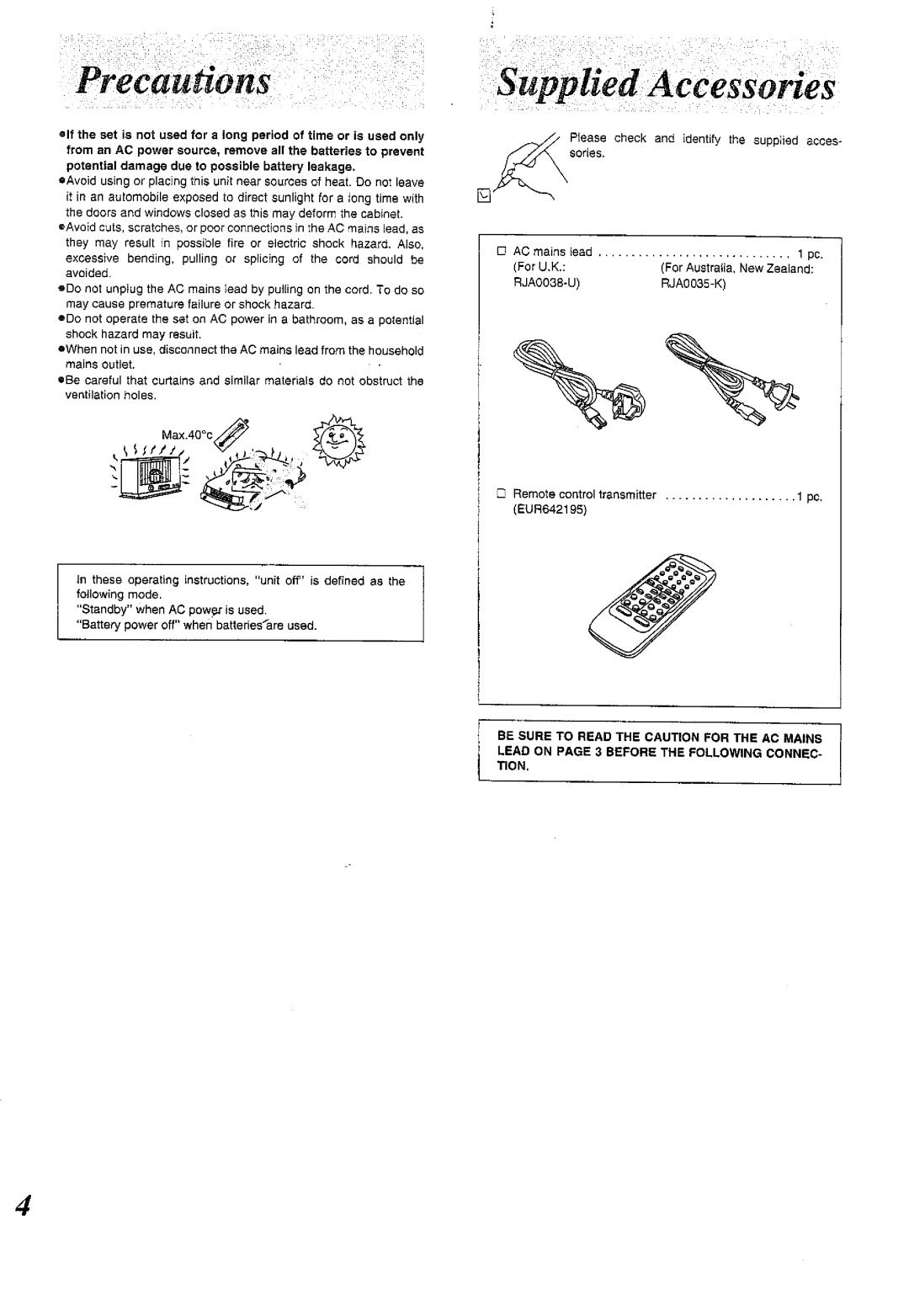 Panasonic RX-E300 manual 