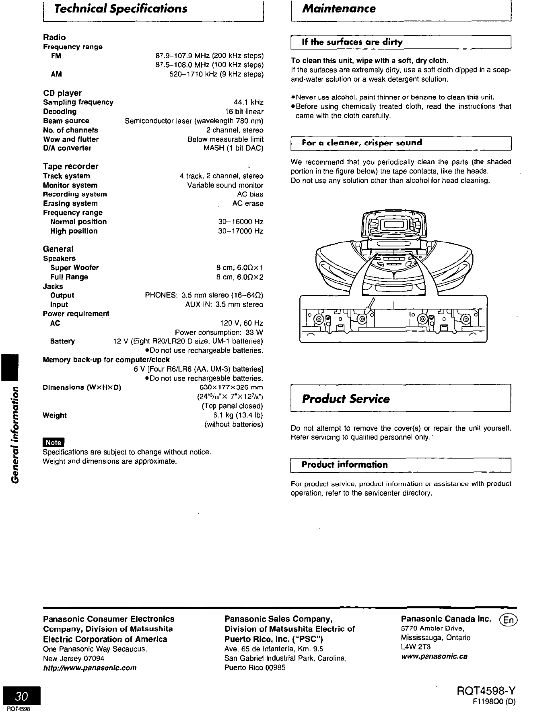 Panasonic RX-ED707 manual 