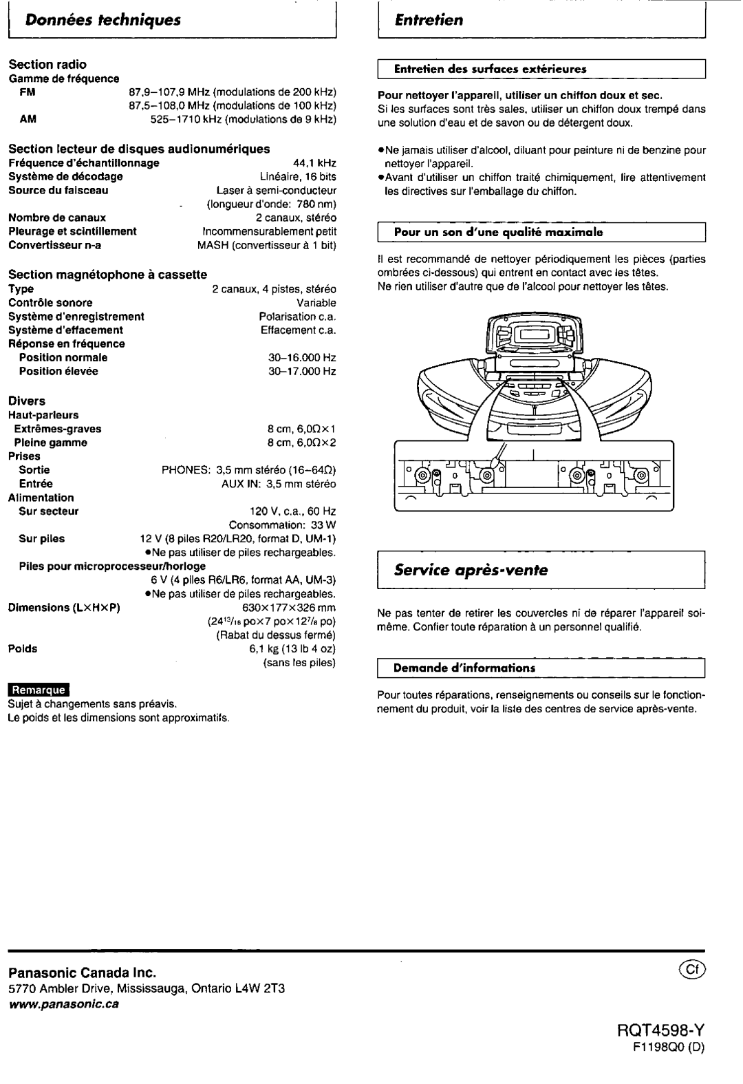 Panasonic RX-ED707 manual 