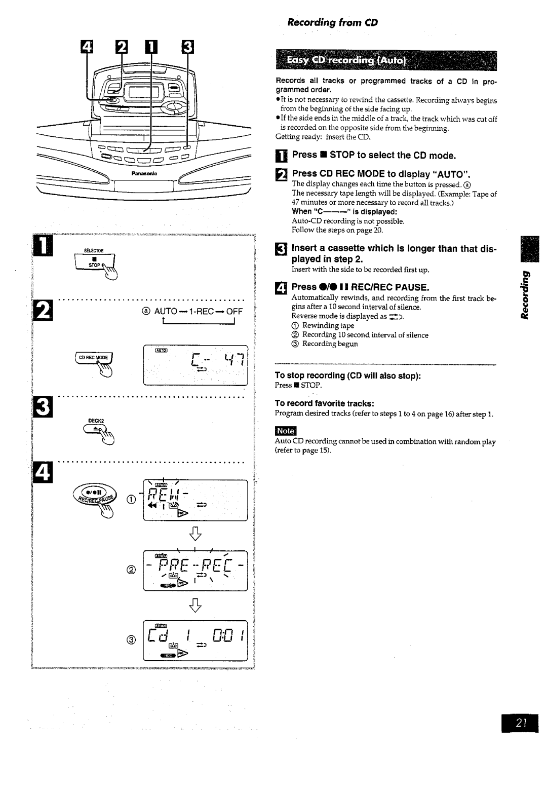 Panasonic RX-ED77 manual 