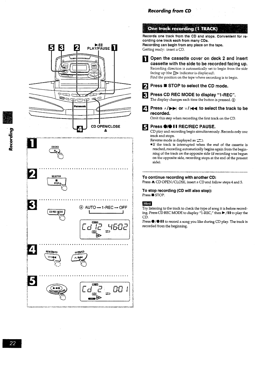 Panasonic RX-ED77 manual 